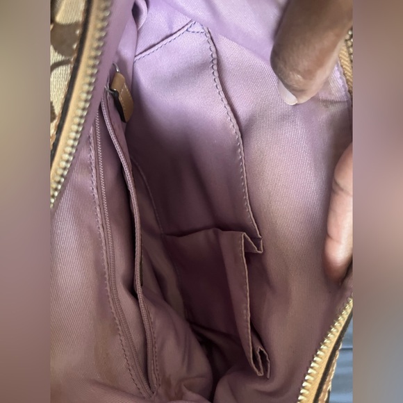 COACH Large Leather Hampton Signature Jacquard Clip Hobo Shoulderbag Brown - EUC - Picture 16 of 16